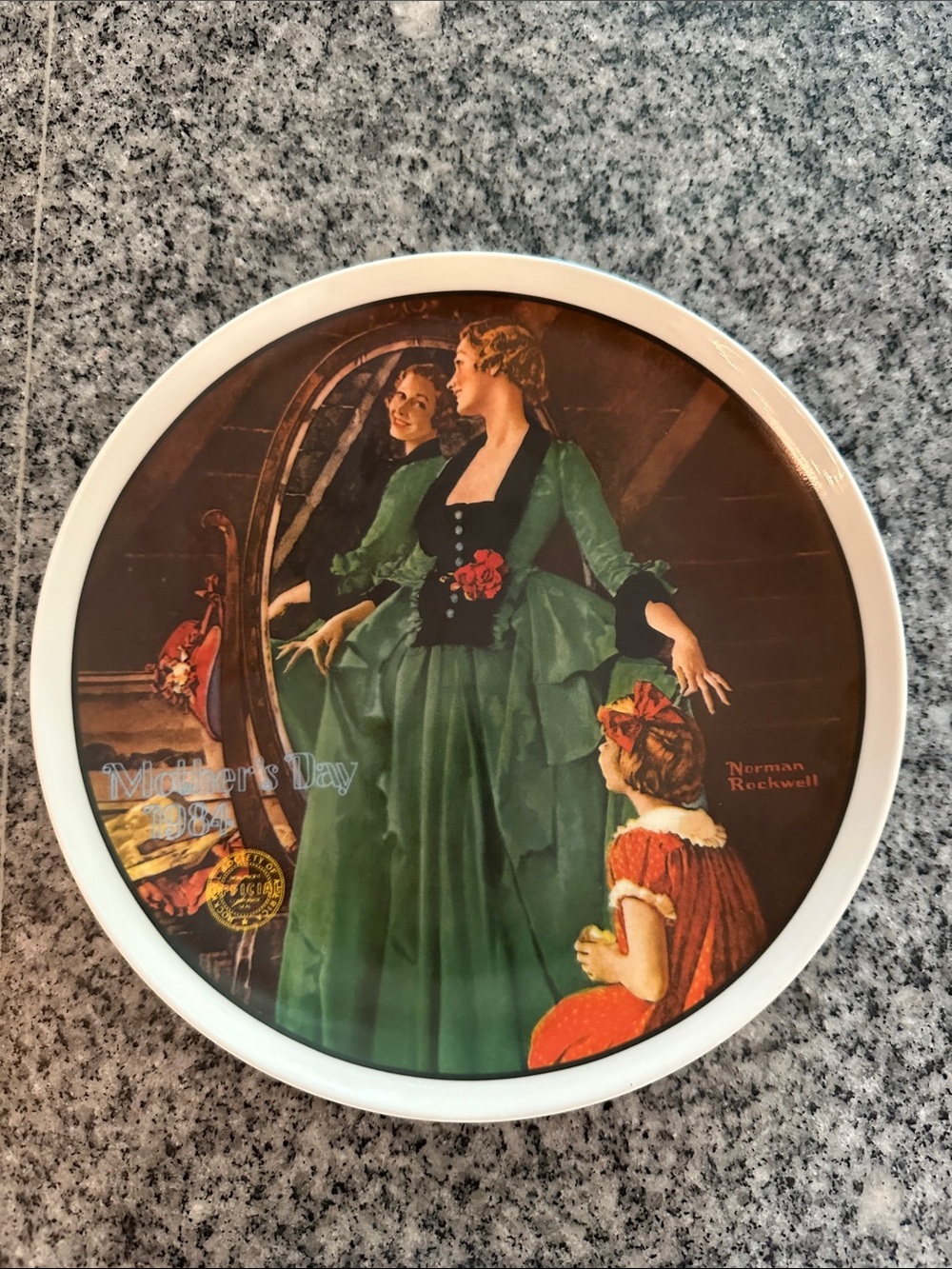Knowles Wall Plaque with Green, Red, Black and White Artwork